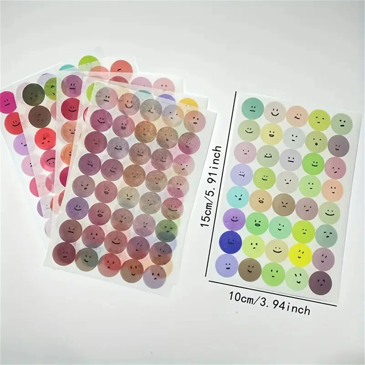 6 Sheets, Cute Expression Cartoon Doodle Cup Round Sticker, Multicolor
