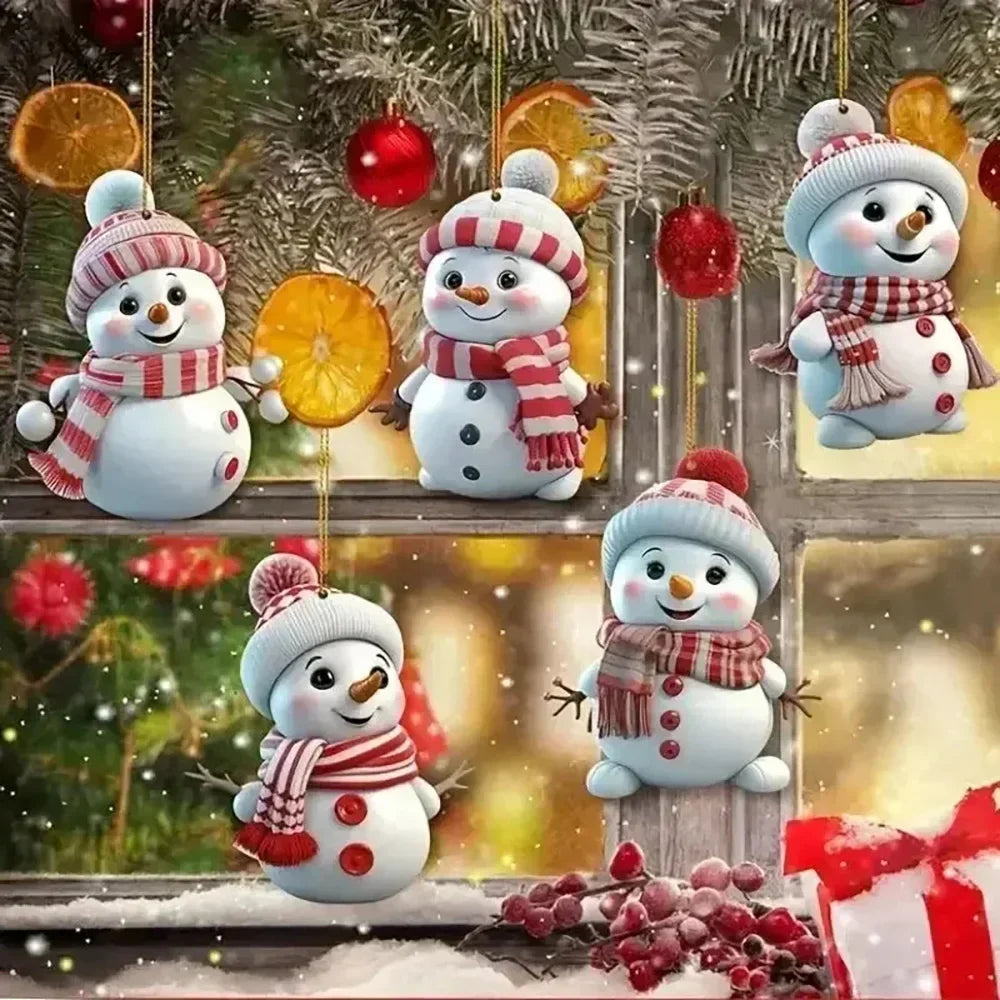 Runtow 5pcs Christmas Cute Snowman Decoration Pendants for Winter