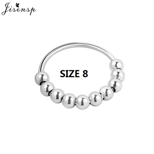 Simple Metal Beads Fidget Rotating Rings for Women Men Rotate Freely