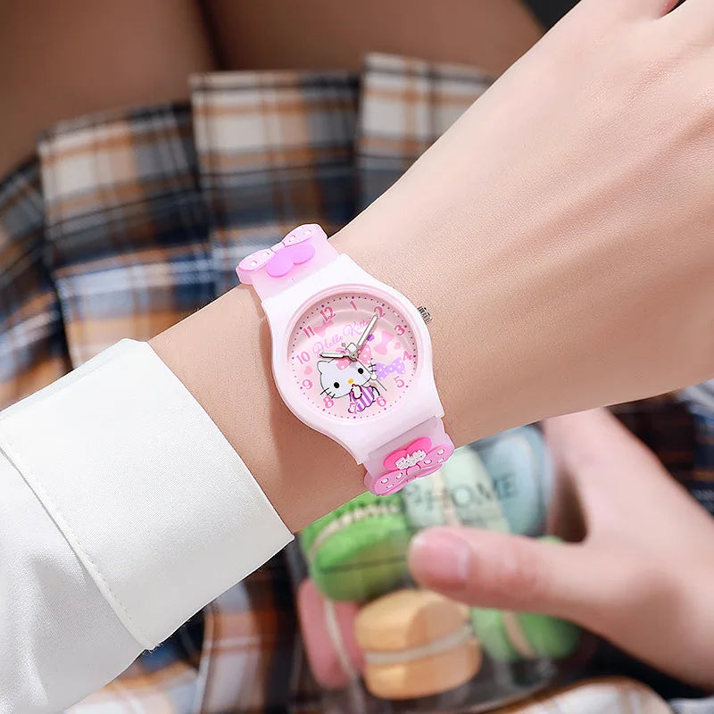 3D Hello Kitty Children Watches with box Cinnamoroll Kuromi Melody