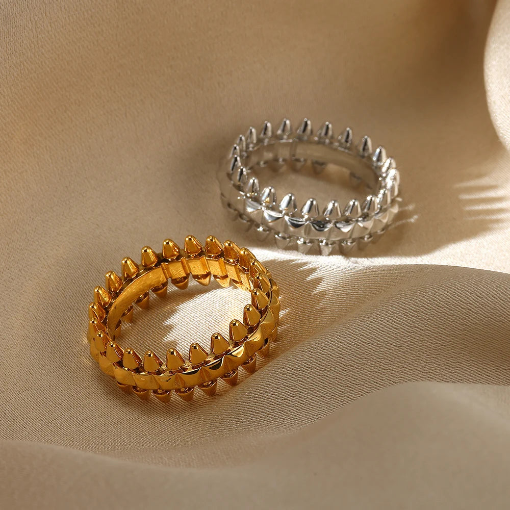 2025 Design Style Riveted Bullet Stainless Steel Rings For Women Punk
