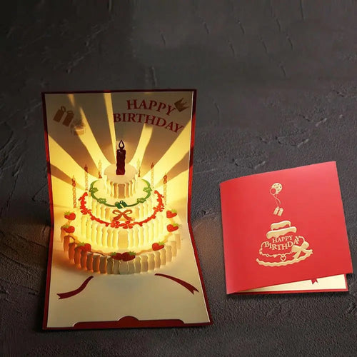 3D Pop Up Gift Card with Led Music Gift Cards Musical Birthday