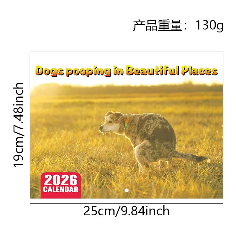 2026 Pooping Dog Calendar-Year Monthly Planner & Agenda Schedule