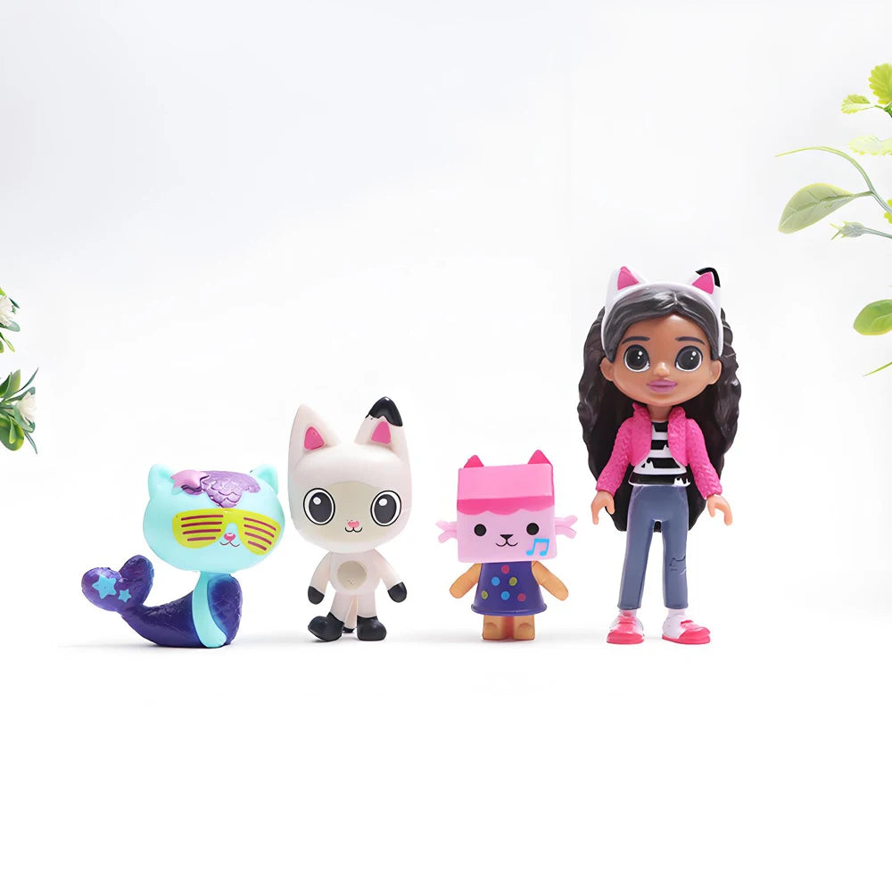 13pcs Gabby Dollhouse Anime Figure Toy Smiling Car Cat Hug Gaby Girl