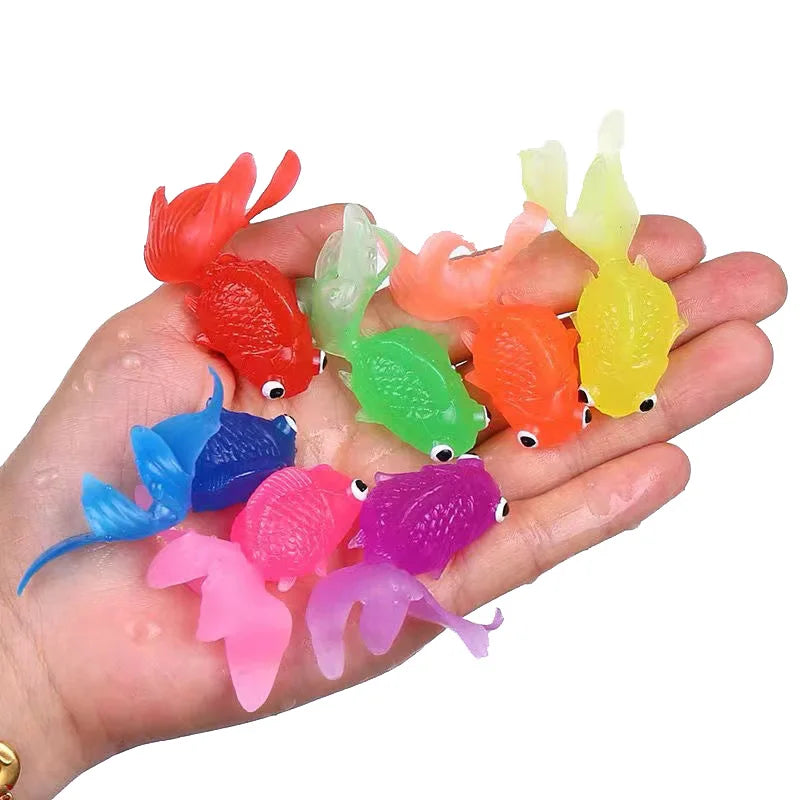 Children's 10Pcs/Set Kawaii Simulation Rubber Goldfish Baby Bath Water
