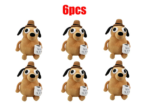25cm This Is Fine Meme Coffee Dog Plush Toy Soft Stuffed Doll Stuffed