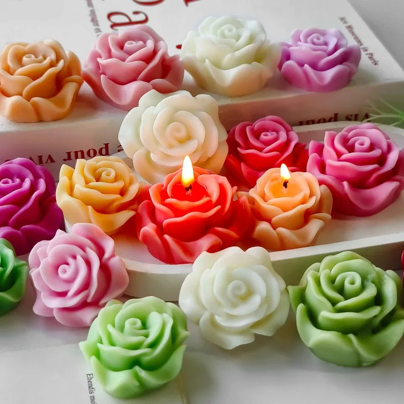 3D Mini Rose Flower Silicone Candle Mold DIY Craft Resin Gypsum Cement