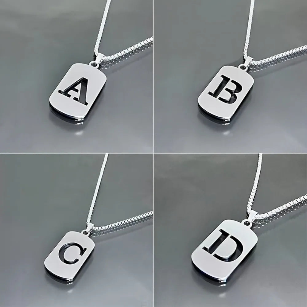 Stainless steel Men Women Pendant Necklace Hollow 26 Mother Without