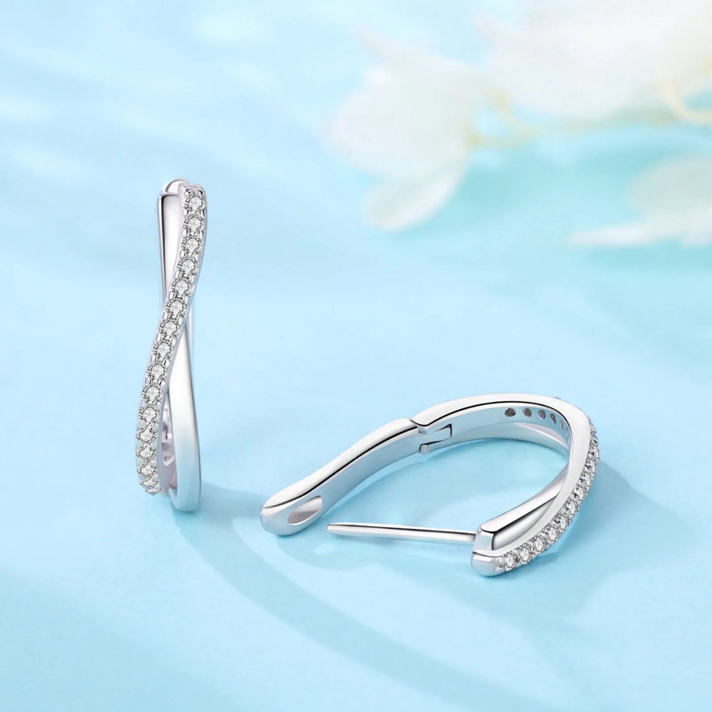 925 Silver Star Twisted Line Earrings Jewelry Versatile Hoop Earrings