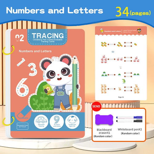 34-Page Children's Reusable Workbook Set with Erasable Pen - Early