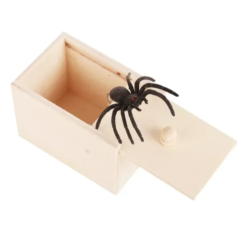 Funny Spider Jump Scare Box - Wooden Prank Toy for Office & Friends -