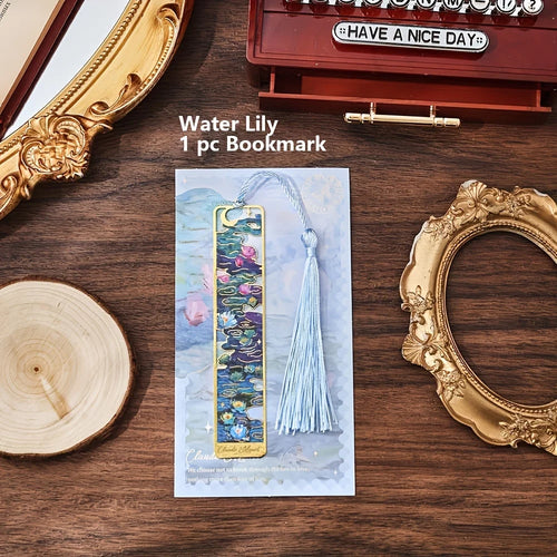 Vintage Oil Painting Metal Bookmarks - Hollow Hot Stamping Long Tassel