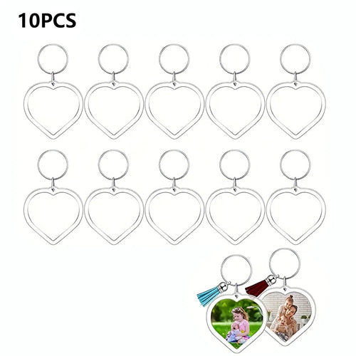 10pcs Transparent Photo Frame Keychain Tassels Snap-In Custom Insert