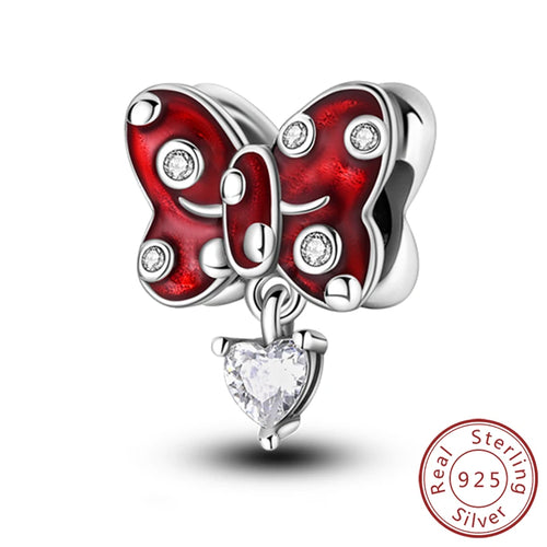 Fit Original 925 Sterling Silver Charms Beads Bow Perfume Bottle Pink