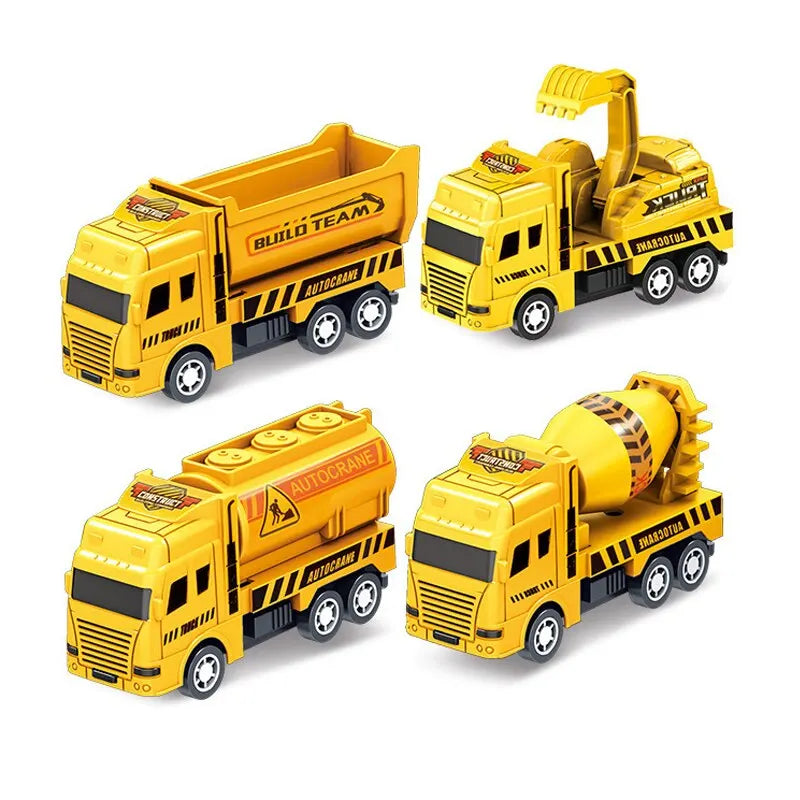 4 Pcs Educational Cars Children Kid Pull Back Toy Warrior Engineering
