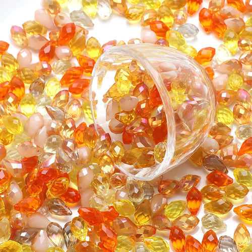 30Pcs/Lot Green Crystal Glass Faceted Teardrop Loose Beads Crafts