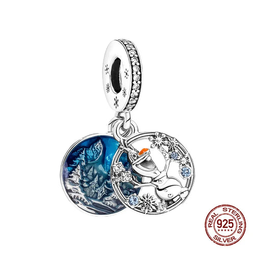 New S925 sterling silver Disney Mickey Mouse pendant bead suitable Fit