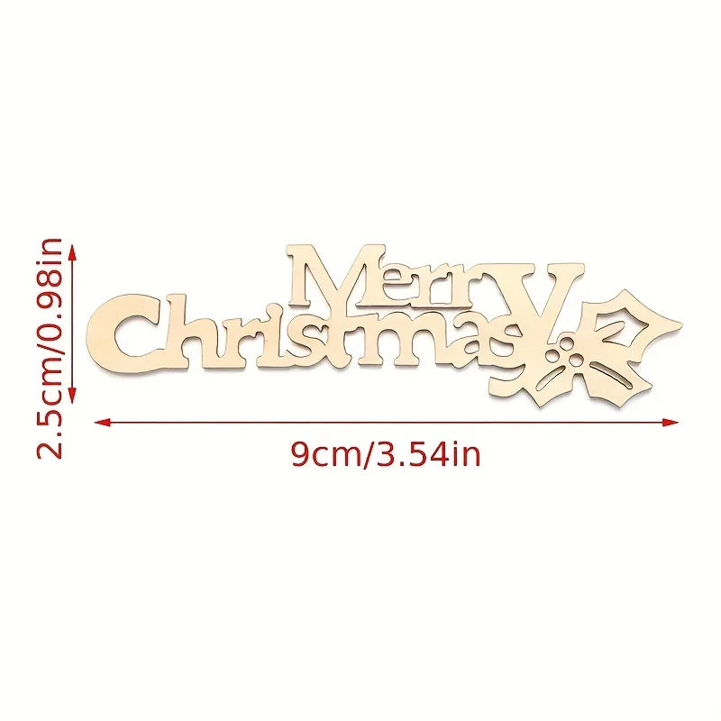 10/30pcs 9x2.5cm/3.54x0.98in Merry Christmas Hanging Ornament Wooden