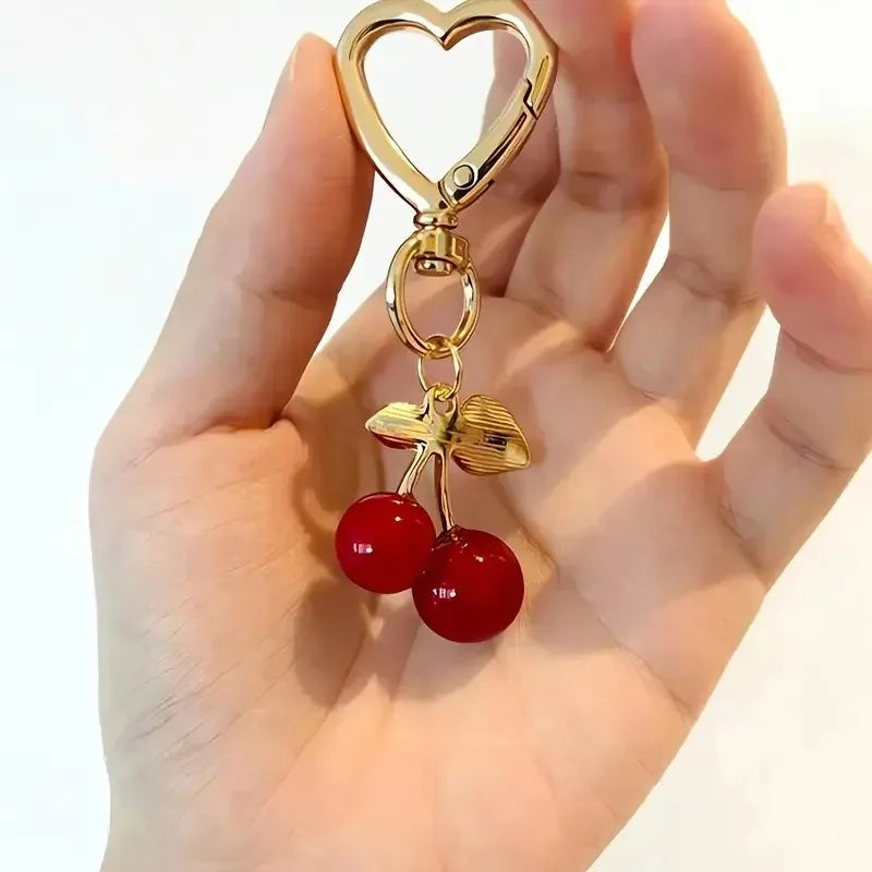 Cherry Blossom Heart-Shaped Bag Charm Durable Lobster Clasp DIY Bag