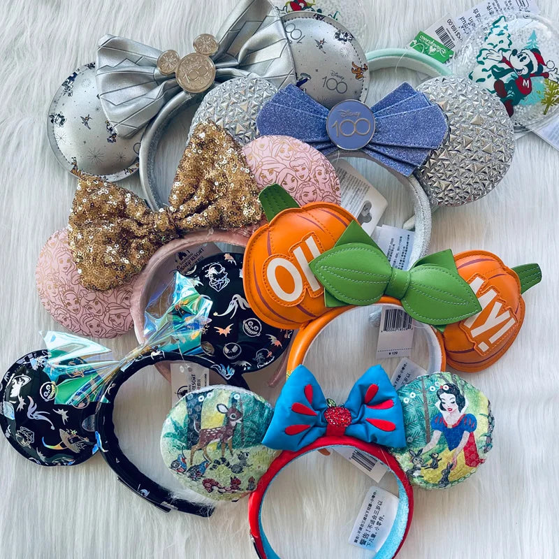 Disney Princess Headband Mickey Ear Rapunzel Snow White Sequin Bow
