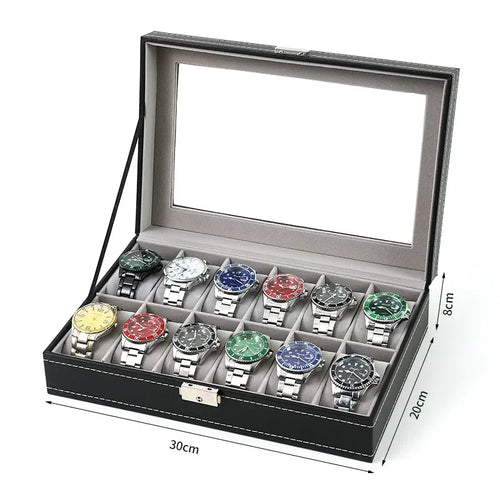 PU Leather watch box 2/3/4/5/6/8/10/12 Slots Watch Display Case For