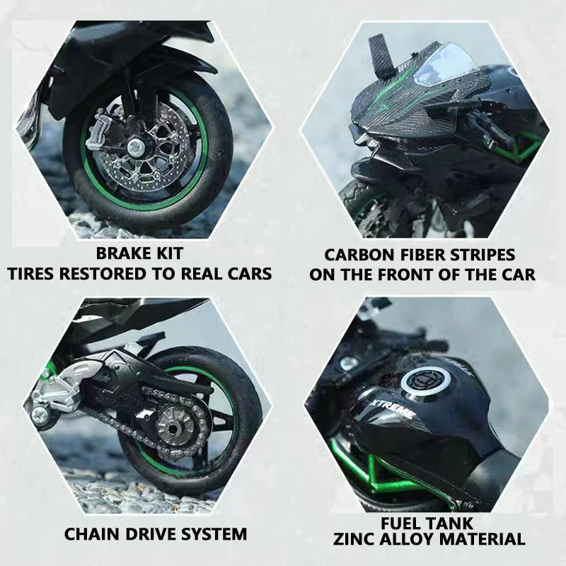 1:18 Ninja hx816 H2R Diecast Motorcycle Model Workable Shork-Absorber