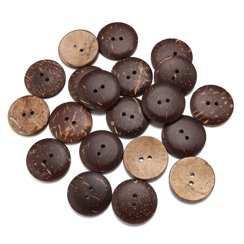 10-100Pcs Natural Coconut Shell Button Round 2-Holes Buttons for