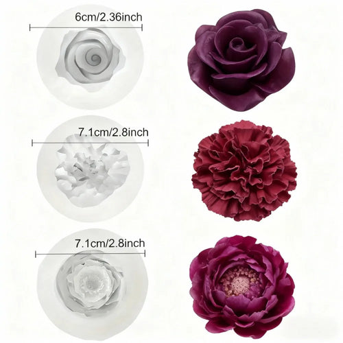 3DElegant Floral Silicone Mold，Layered Peony Flower Design - Irregular