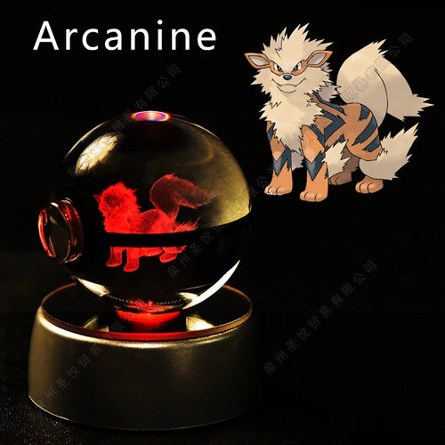 Pokemon Crystal Ball 3D Pikachu Gengar Mewtwo Night Light Lamp