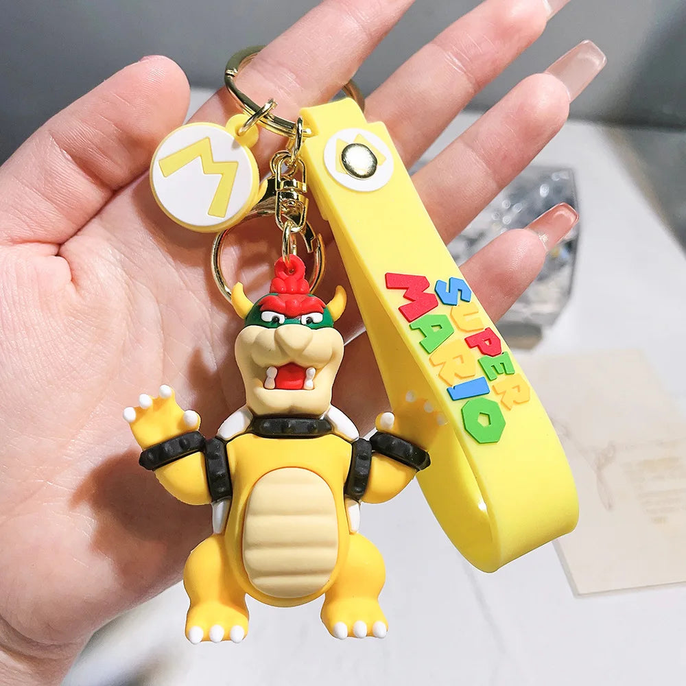 Super Mario Keychain Mario Bros Luigi Toad Yoshi Bowser Action Figure