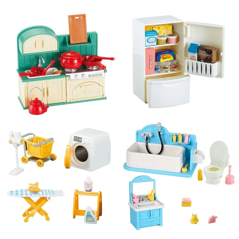 1:12 Miniature Furniture Forest Family Kitchen Toy Dining Table