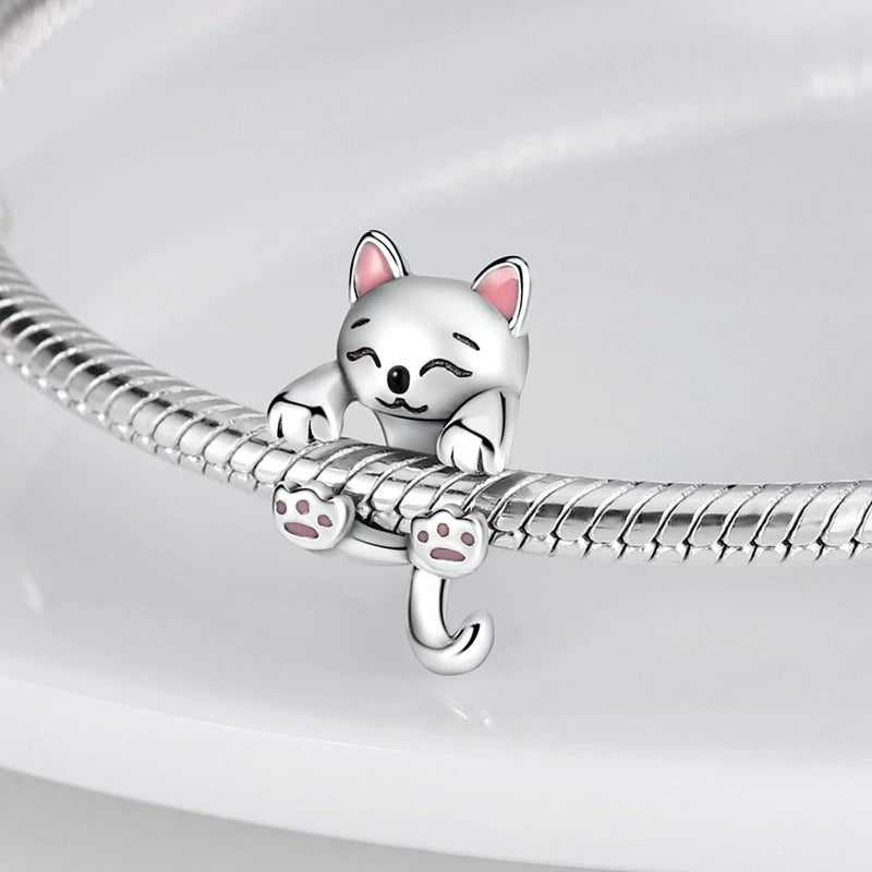 Fit Original 925 Sterling Silver Charms Beads Cute Cat Avocado Purple