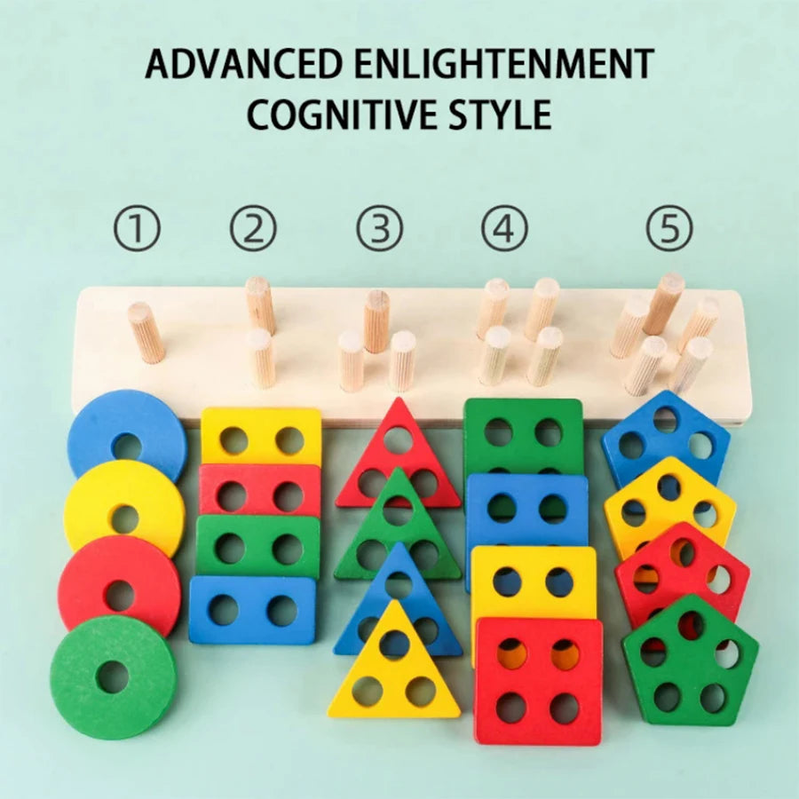 Montessori Wood Toys for Kids Wooden Sorting Stacking Toys for Baby