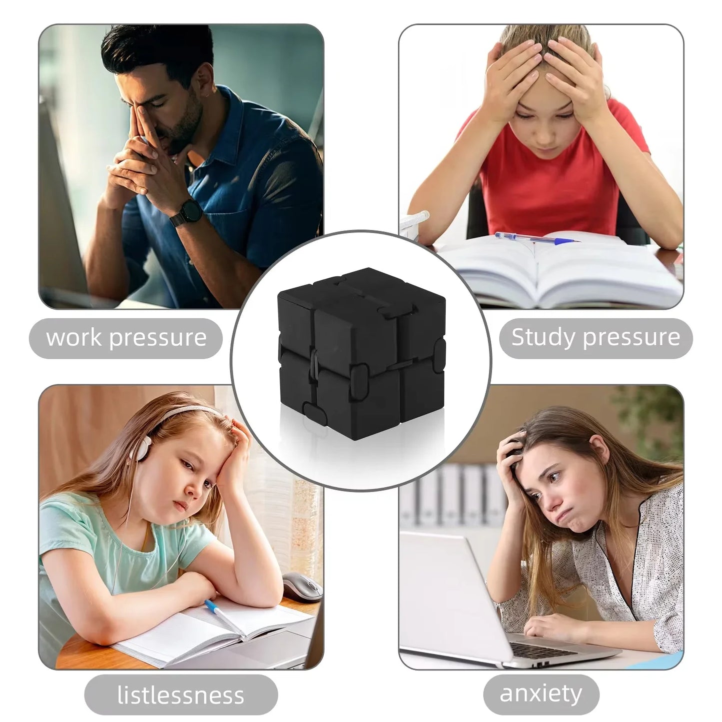 Alloy&Plastic Infinity Cube Fidget Toy Ultra-Durable Sensory Stress