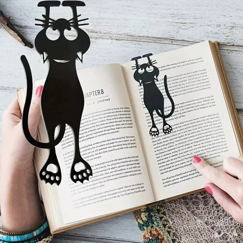 1-5PCS Kawaii Black Cat Bookmarks for Books 3D Plastic Stereo Animal