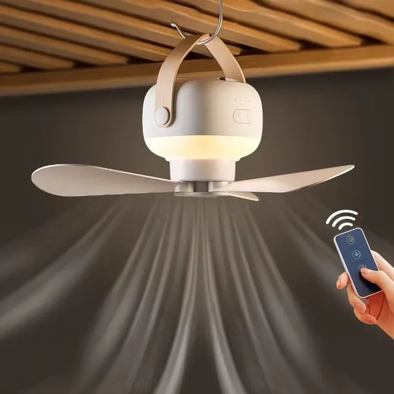 Portable wireless mini ceiling fan light USB fan with remote control,