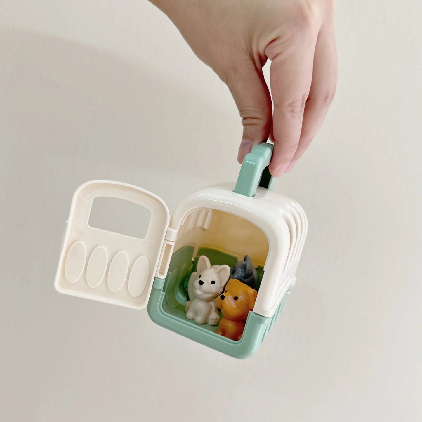 8pcs/set Cute Dog Pet Basket Family Toys Dog Doll Set Dog Cage Toys
