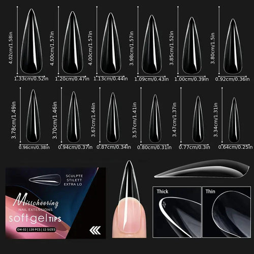 120/140pcs Exquisite box set Almond False Nail Tips Clear Matt Soft