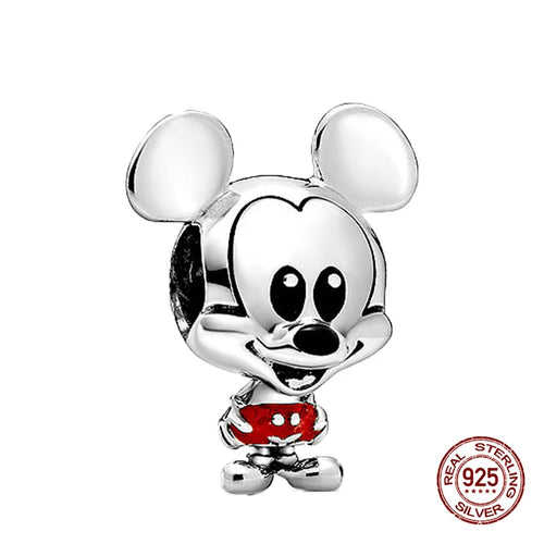 New S925 sterling silver Disney Mickey Mouse pendant bead suitable Fit