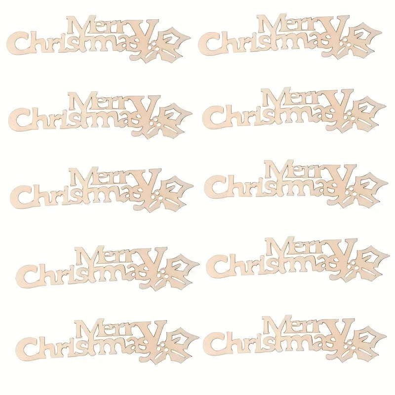 10/30pcs 9x2.5cm/3.54x0.98in Merry Christmas Hanging Ornament Wooden