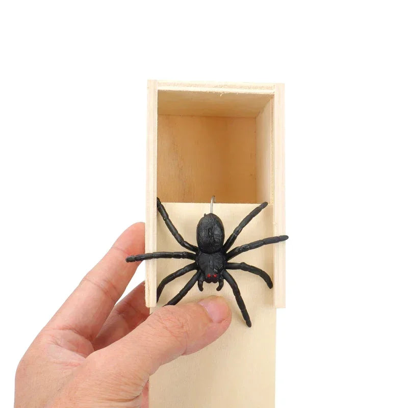 Funny Spider Jump Scare Box - Wooden Prank Toy for Office & Friends -