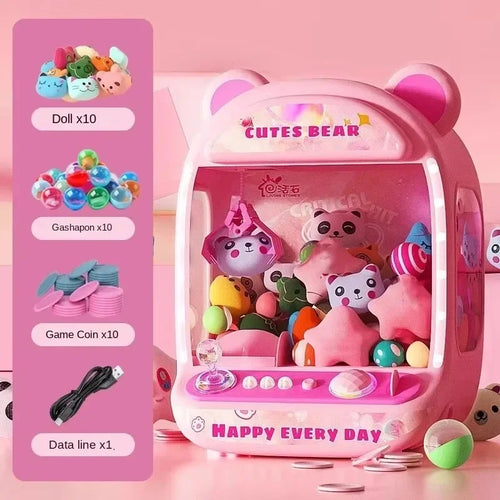 DIY Automatic Doll Machine Kids Coin Operated Play Game Mini Claw