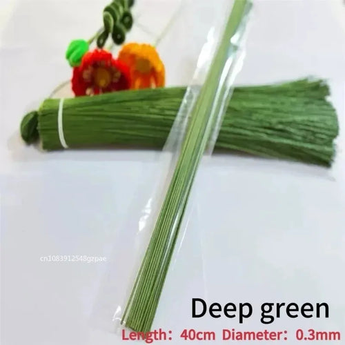 100/500/1500pcs 40cm Floral Stem Wire Crafts Dark Green Wire For