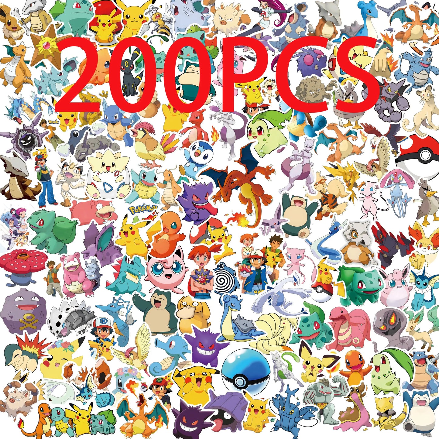 50/100/200pcs Pokemon Anime Stickers Pikachu Kawaii Sticker Laptop