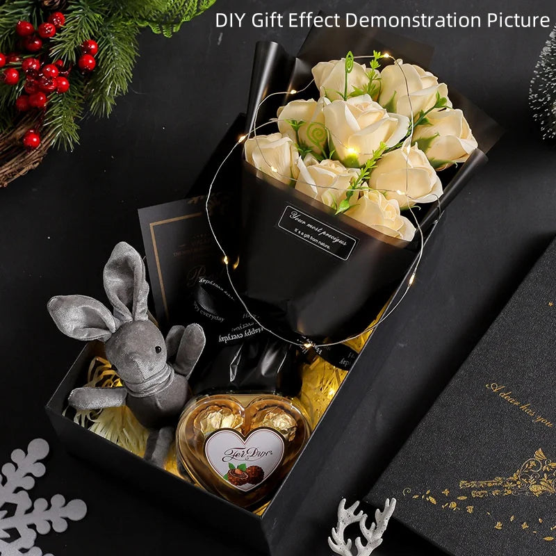 9 Heads Soap Flower Rose Bouquet Artificial Flower for Christmas