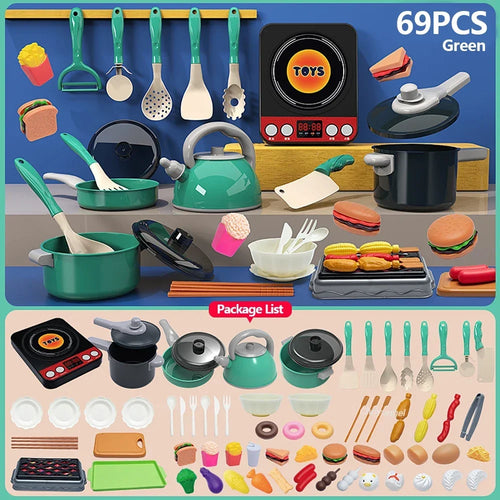 Kids Kitchen Toys Set 92/69/59 PCS Play Kitchen Accessories Kit with