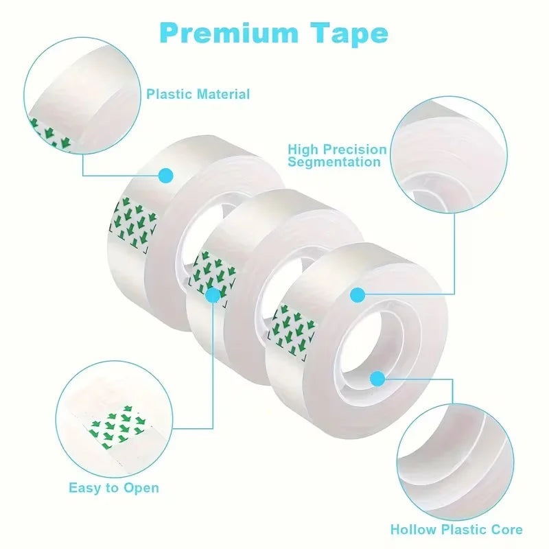 10 Rolls High-Quality Clear Adhesive Tape for Gift Wrapping, Crafts,