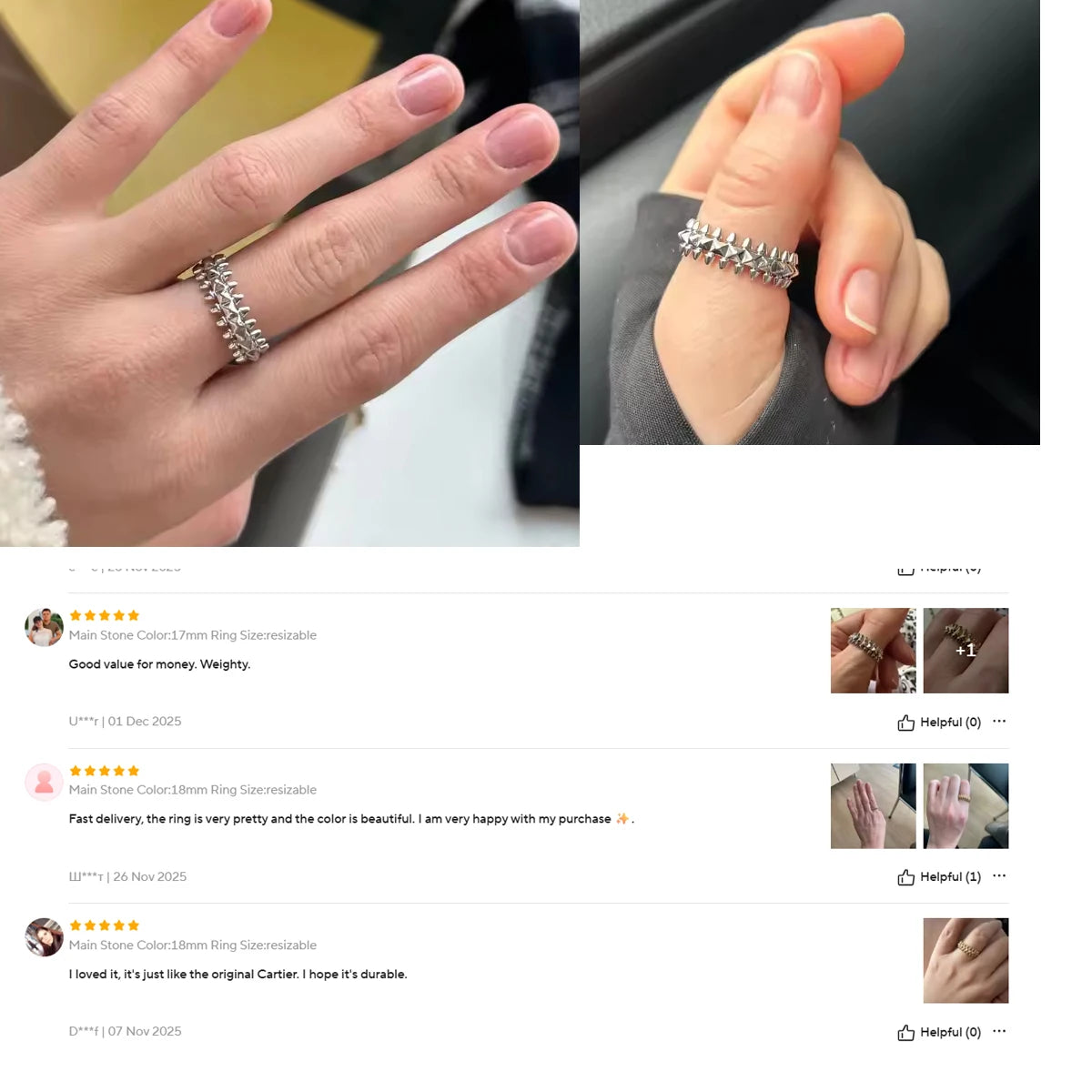 2025 Design Style Riveted Bullet Stainless Steel Rings For Women Punk