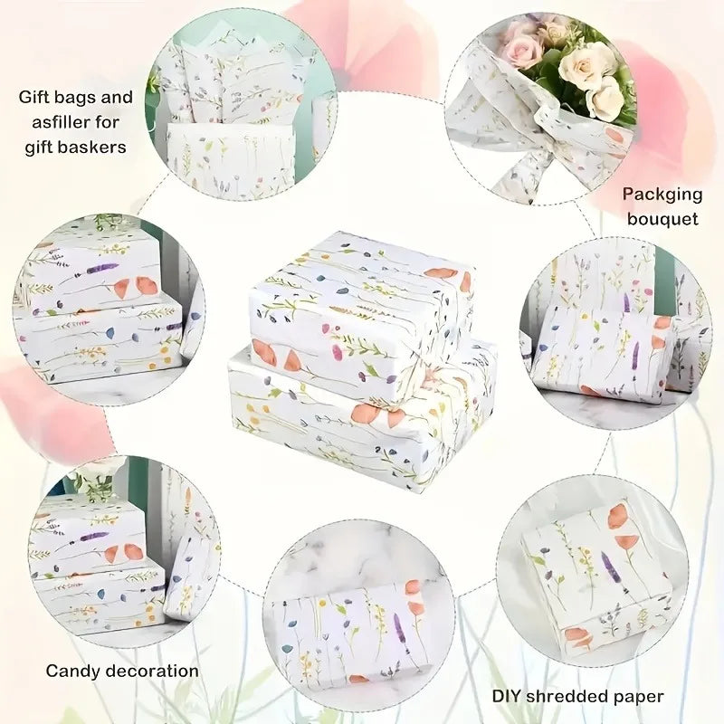 20 Sheets Lavender Print Tissue Paper - Semi-Transparent Perfect for