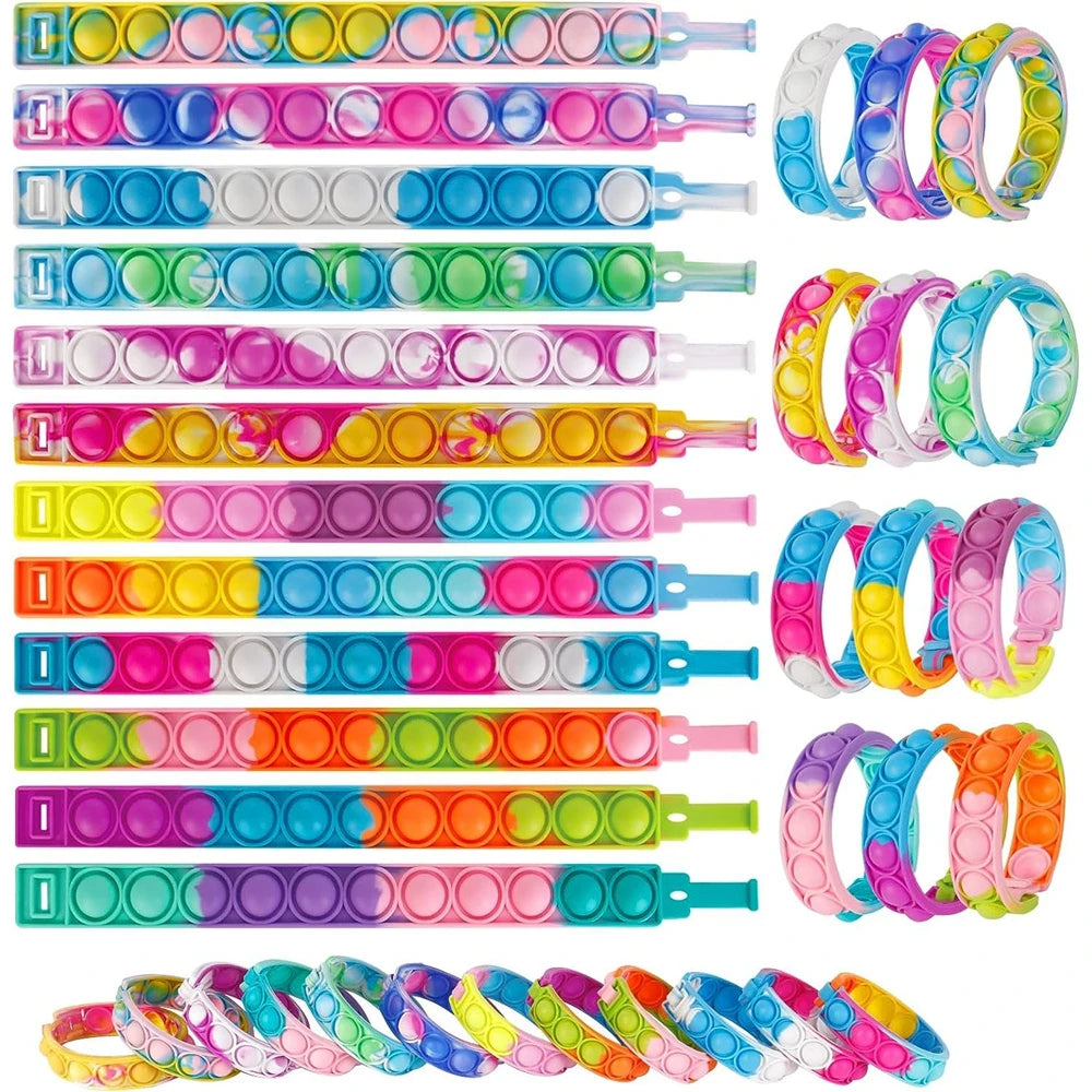 24/72pcs PCS Fidget Toys Pop Bracelet Party Favors Stress Relief
